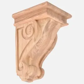 Oak scroll type wooden corbel