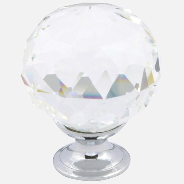 Crystal knob with chrome base