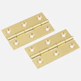 Solid Brass Cabinet Butt Hinges 2in Polished Brass 2 Pack