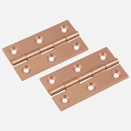 Solid Brass Cabinet Butt Hinges 2.1/2in Polished Copper 2 Pack