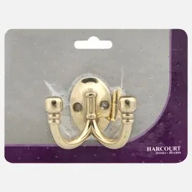 Harcourt Double Hook Polish Brass