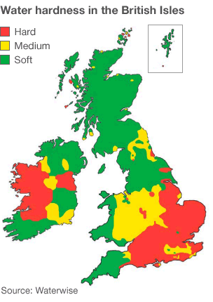 Hard Water Areas in Ireland and the UK