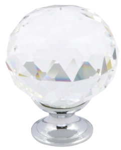 Crystal knob with chrome base