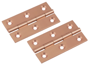 Polished copper solid brass butt hinges