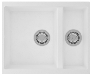 white composite 1.5 bowl sink