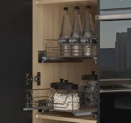 In -Situ Soft -Close Chrome Basket For Internal Kitchen Cupboard Storage